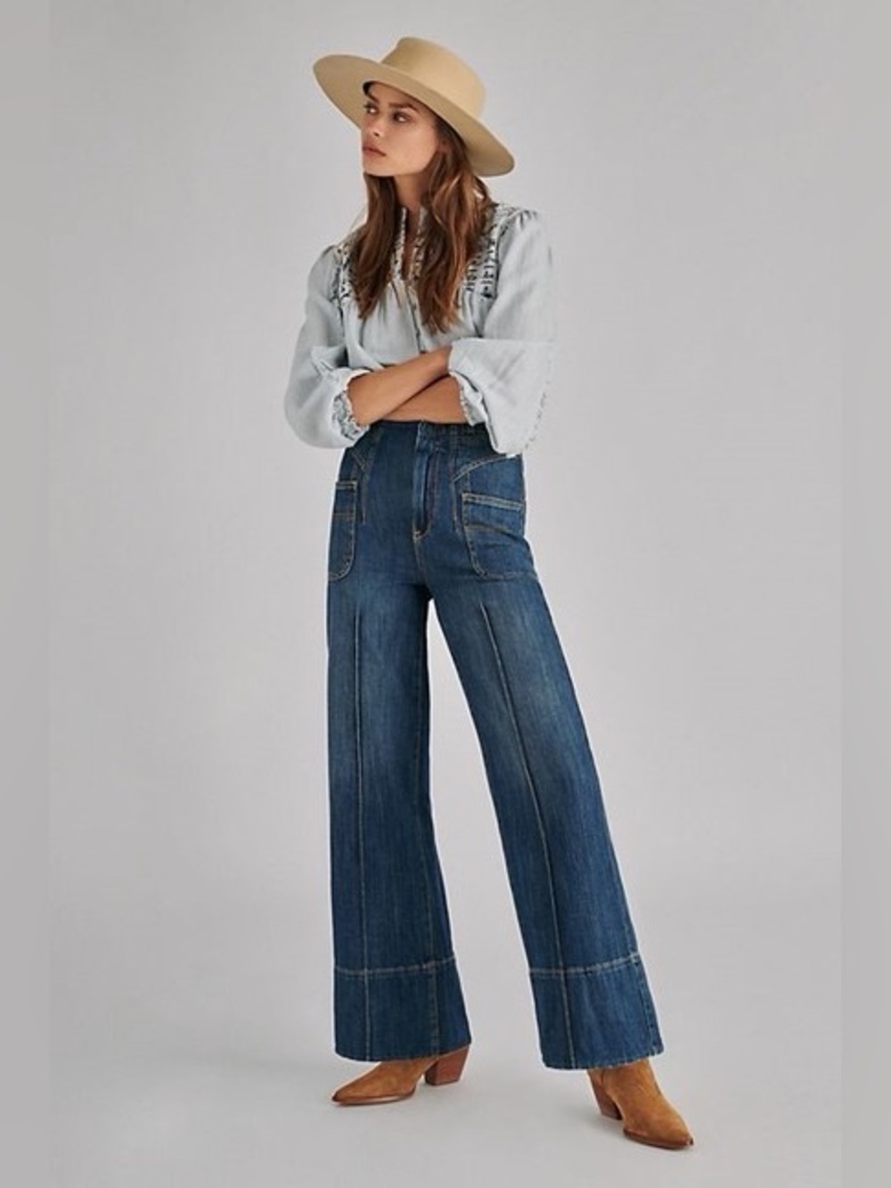 NWT Anthropologie Pilcro High Rise Seamed Wide Leg Jeans Size 26